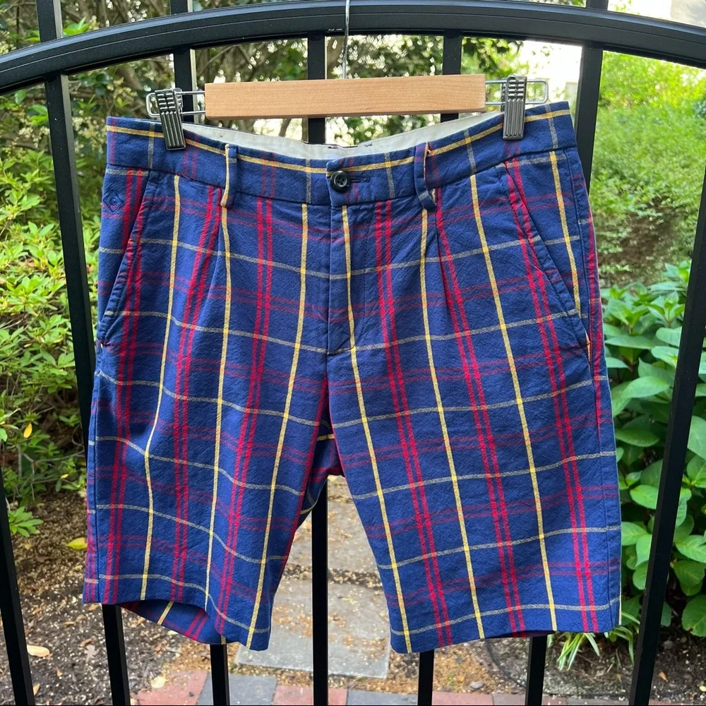 Gant Rugger 9” Plaid Cotton‎ Shorts Blue/Red/Yellow Like New